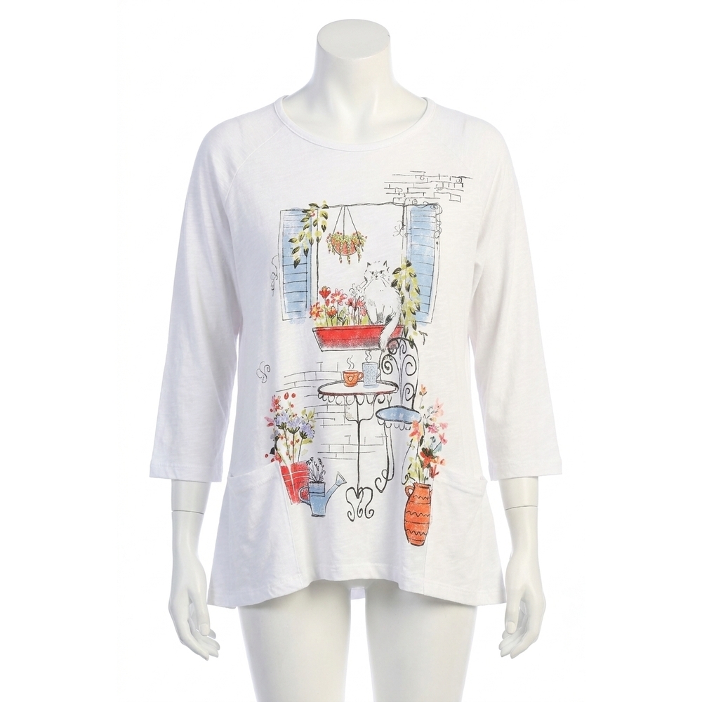 NEW JESS & JANE terrace mineral washed patch pocket cotton top in white